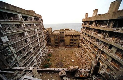 Abandoned island,  Hashima takes on the role of the villain's lair in Skyfall.